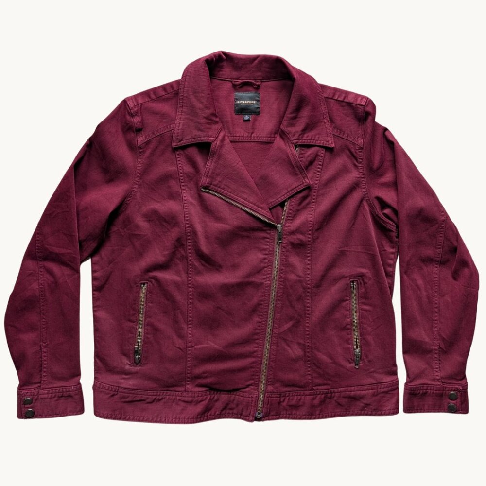 Liverpool Los Angeles Moto Jacket in Ruby Port, Size XL